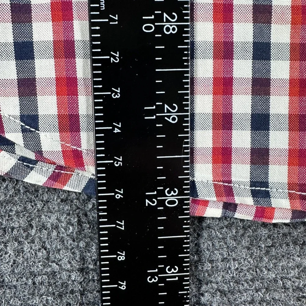 Banana Republic Button Down Mens M Medium Red Gingham Grant Fit Stretch Oxford